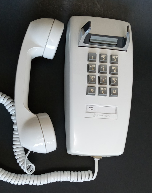White 2554 wall telephone Touch tone Western Electric