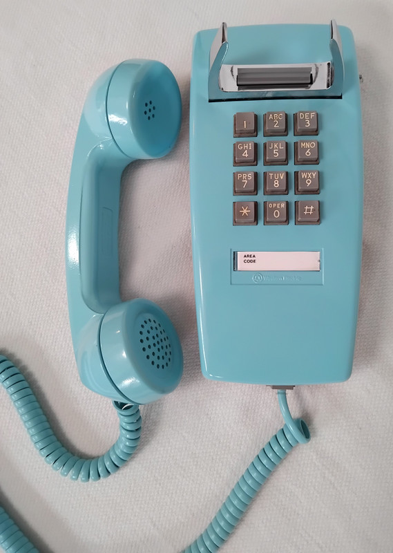 Aqua blue 2554 telephone Western Electric wall telephone 