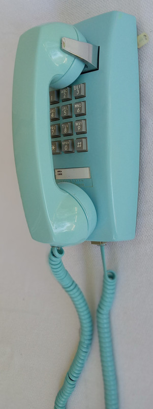 Aqua blue 2554 telephone Western Electric wall telephone 