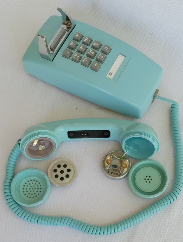 Aqua blue 2554 telephone Western Electric wall telephone 