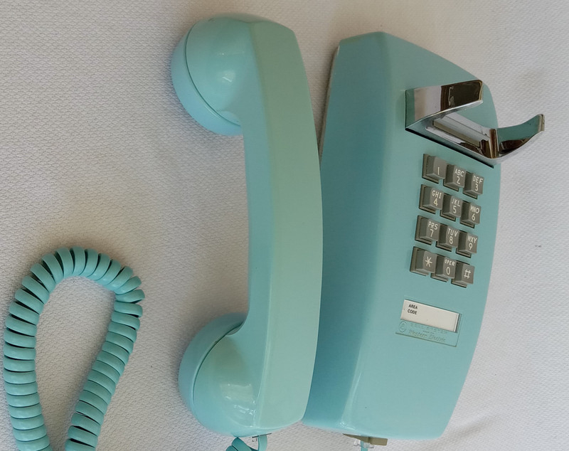Aqua blue 2554 telephone Western Electric wall telephone 