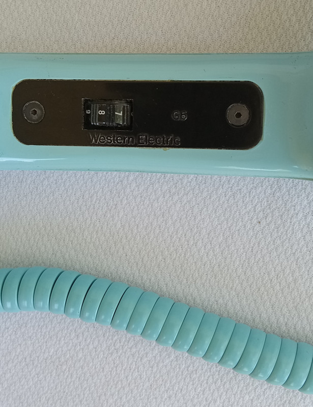Aqua blue 2554 telephone Western Electric wall telephone 