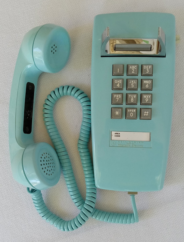 Aqua blue 2554 telephone Western Electric wall telephone 