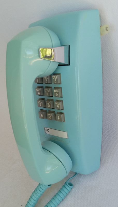 Aqua blue 2554 telephone Western Electric wall telephone 