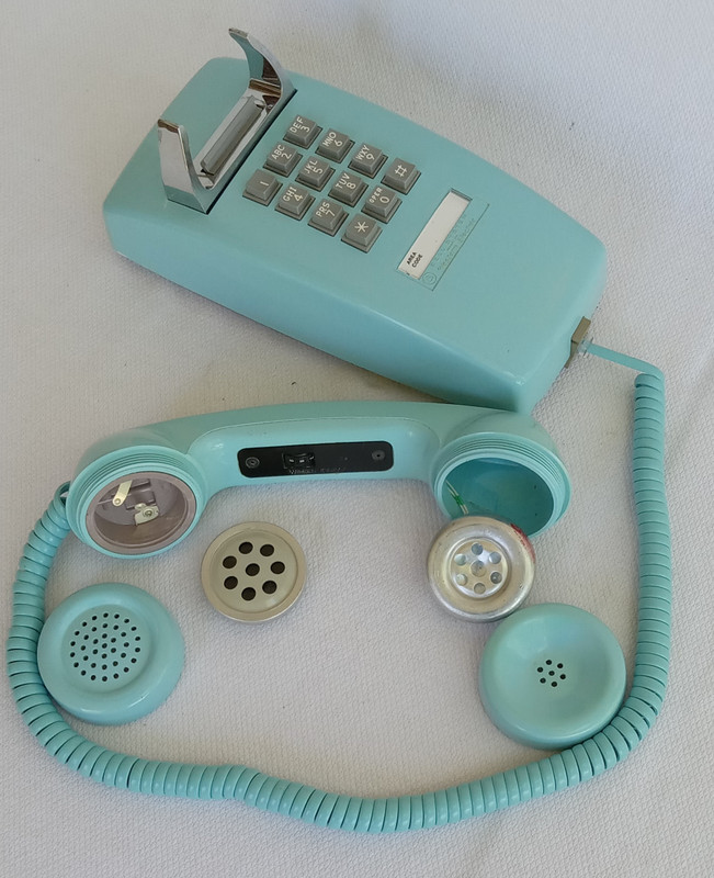 Aqua blue 2554 telephone Western Electric wall telephone 