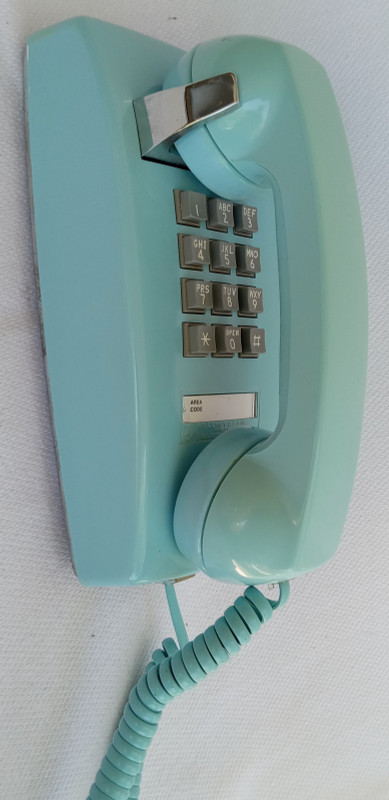 Aqua blue 2554 telephone Western Electric wall telephone 