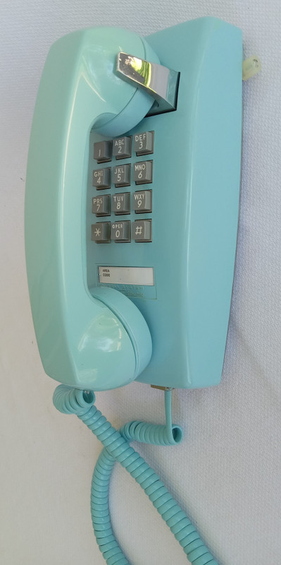 Aqua blue 2554 telephone Western Electric wall telephone 
