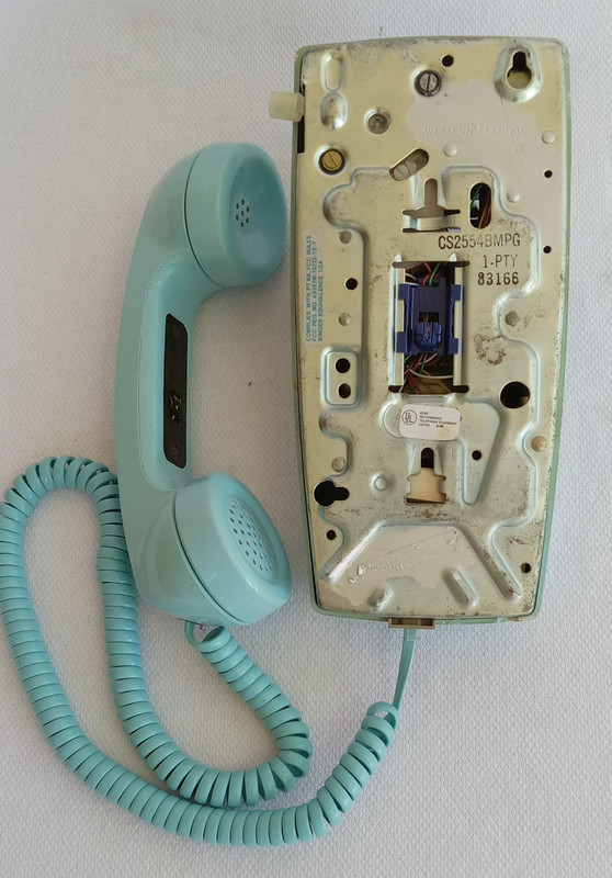 Aqua blue 2554 telephone Western Electric wall telephone 