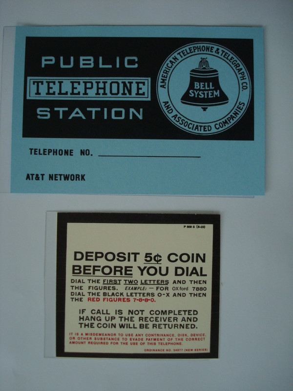  3 slot Payphone instruction card set 