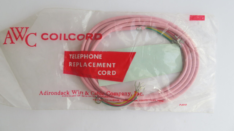 Pink Rubber line cord 3 conductor NOS  68"