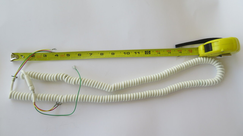White Western Electric Coiled hardwired cord 3 conductor 25ft