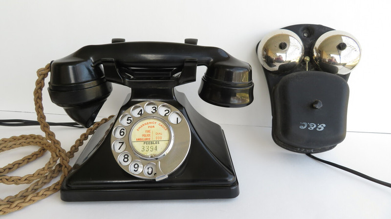 Antique United Kingdom  telephone and wall ringer 