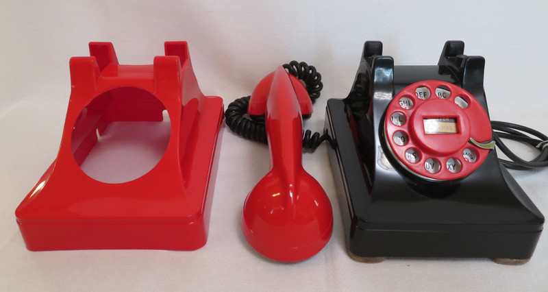   Vintage Western Electric 302 Bakelite   Rotary Telephone/ Red cover