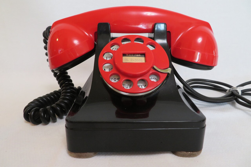   Vintage Western Electric 302 Bakelite   Rotary Telephone/ Red cover