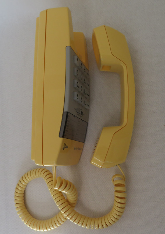 Light Yellow touch tone Wall  telephone Signature Traditional AT&T NOS