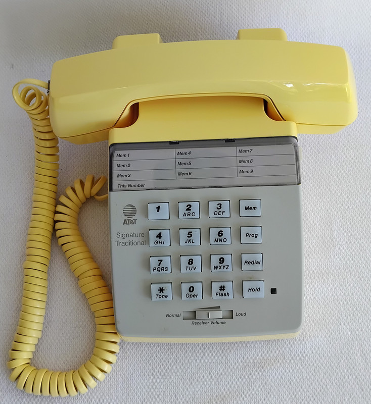 Light Yellow touch tone desk telephone Signature Traditional AT&T 