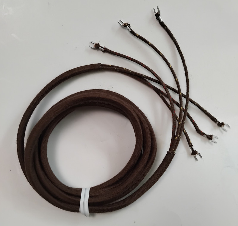  3 conductor Subset ringer cord  Brown cloth no restraints
