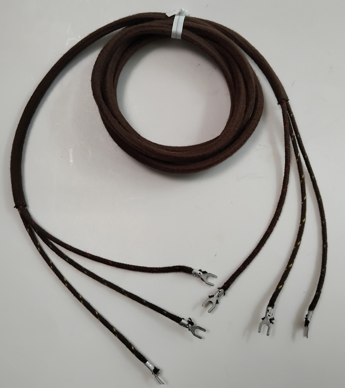  3 conductor Subset ringer cord  Brown cloth no restraints