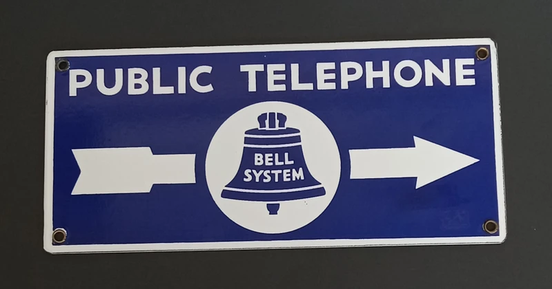 Public Telephone Payphone sign Porcelain Old Bell Systems