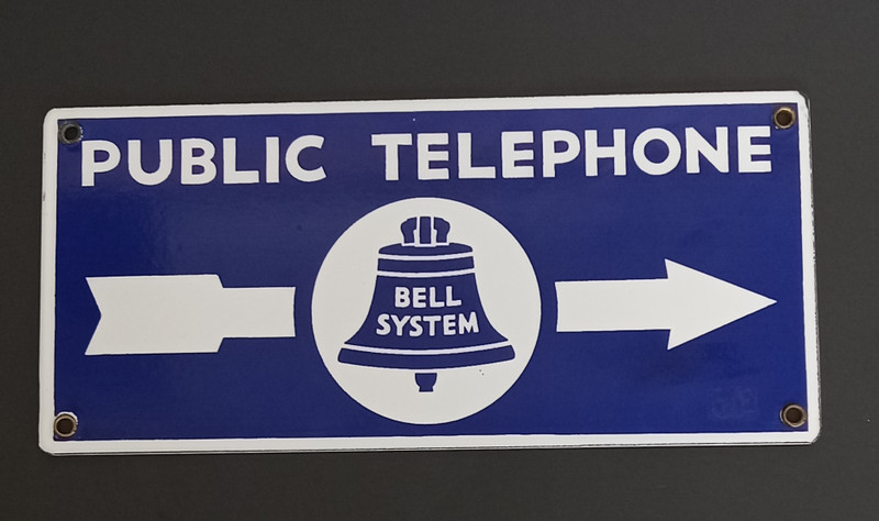 Public Telephone Payphone sign Porcelain Old Bell Systems