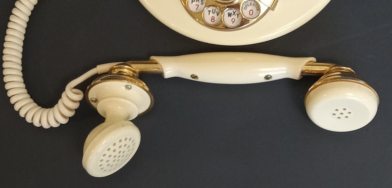 French Style Rotary Phone Radio Shack Cutie Ivory Gold, works