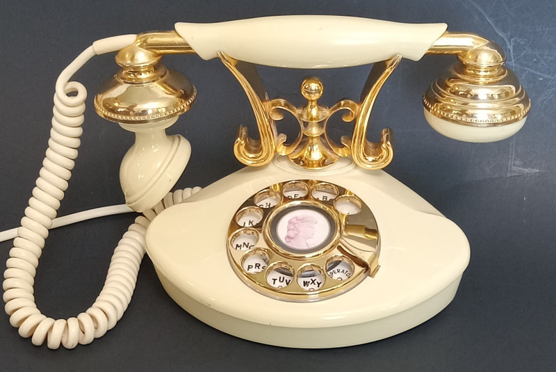 French Style Rotary Phone Radio Shack Cutie Ivory Gold, works