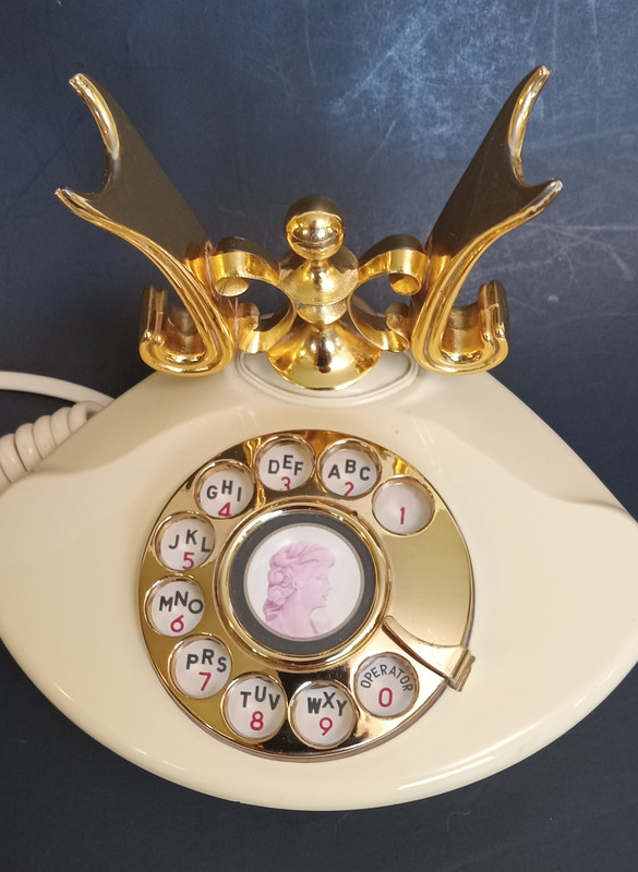 French Style Rotary Phone Radio Shack Cutie Ivory Gold, works