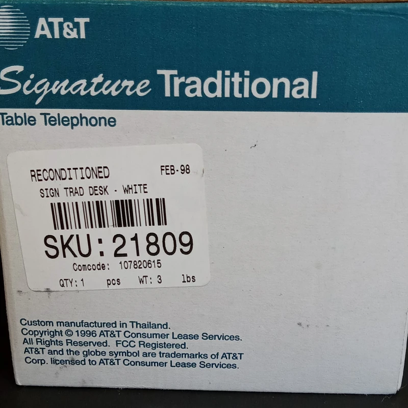 White  touch tone telephone Signature Traditional AT&T NOS