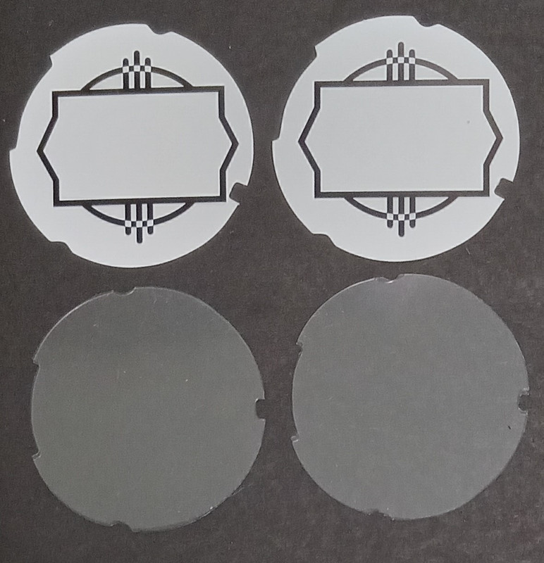 2 Automatic Electric number cards  white 2 acetate plastic disks