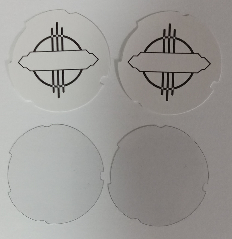 2 Automatic Electric number cards - White circle 2 acetate plastic disks