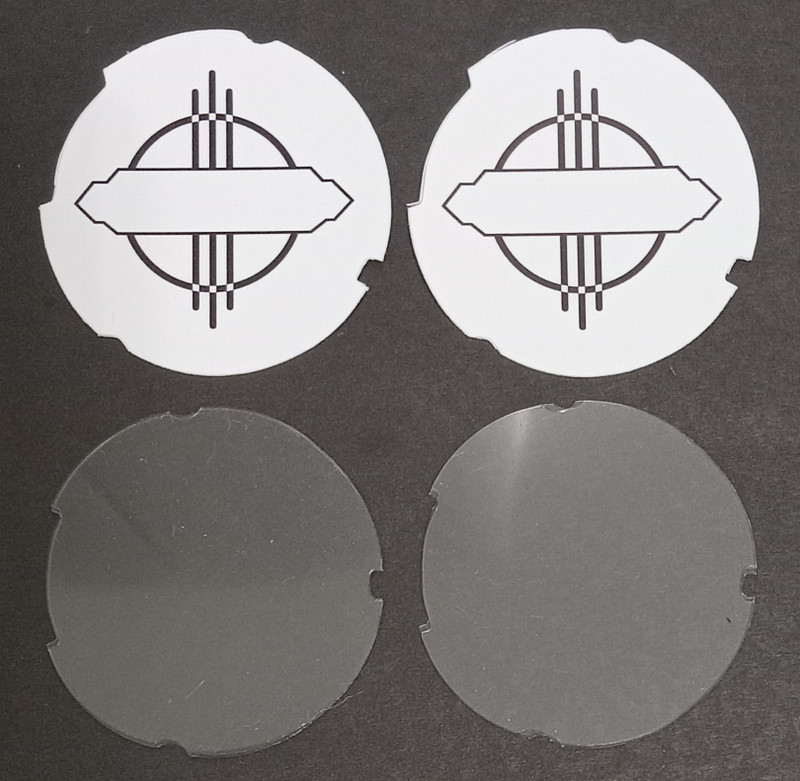 2 Automatic Electric number cards - White circle 2 acetate plastic disks