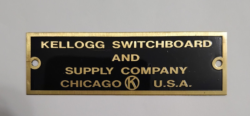   Kellogg Brass name plate large older