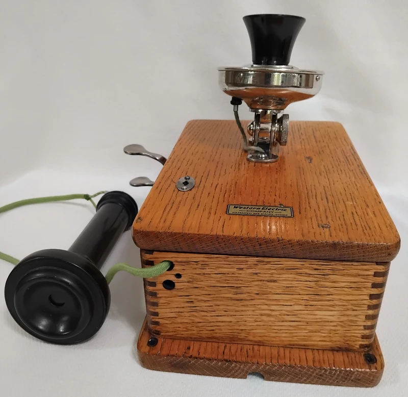 135A Oak party line Wall  phone 1903 Longpole receiver 