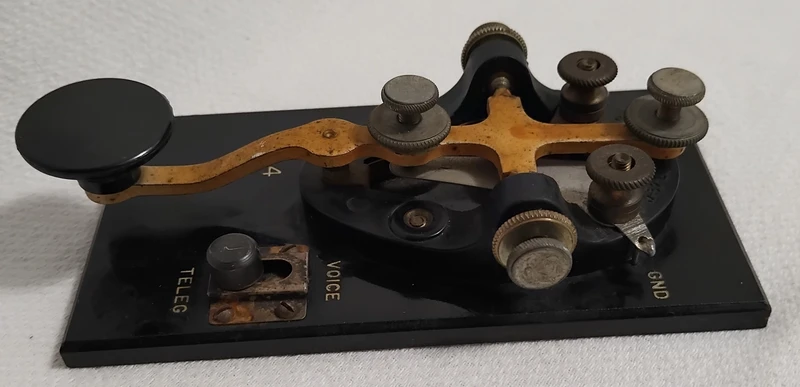 E.E. Johnson Telegraph Key original wood base telegraph