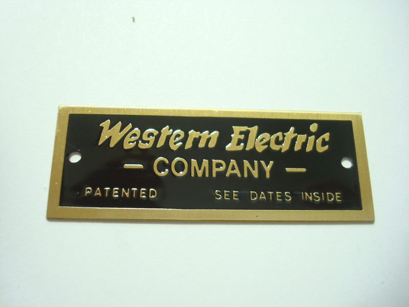 Western Electric brass name plate