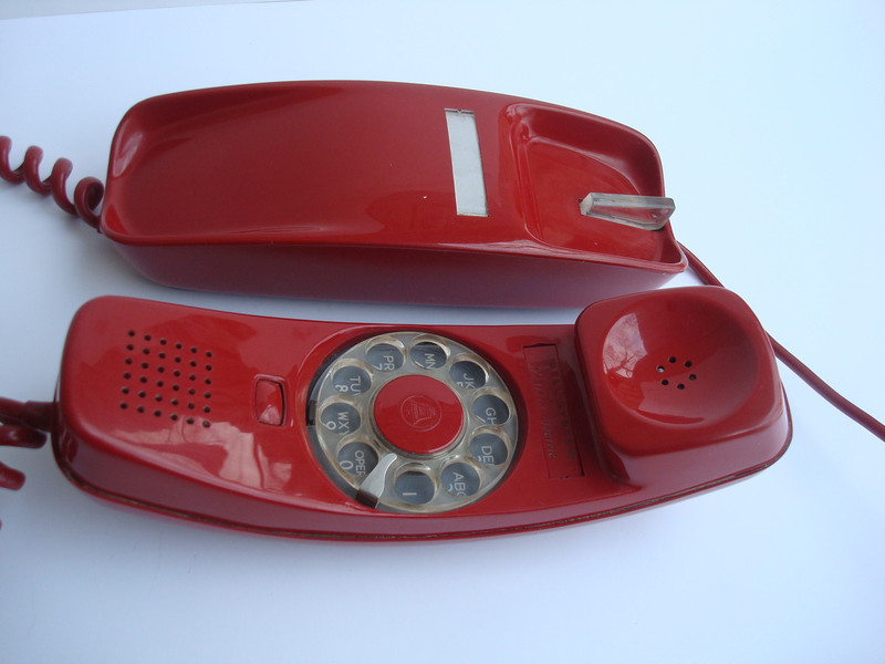 Red  Rotary  Trimline telephone Western Electric Original