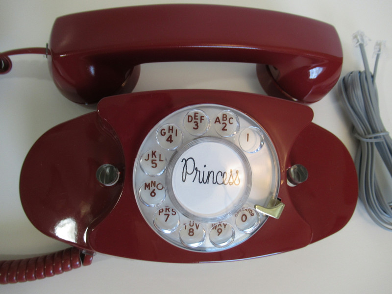 Red Princess telephone with light kit 