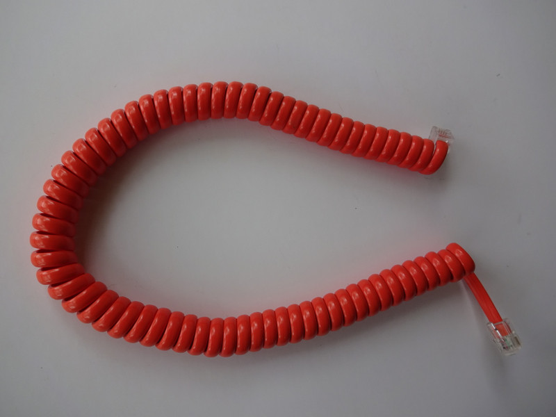Coiled handset cord Orange modular  Wall and Desk phones