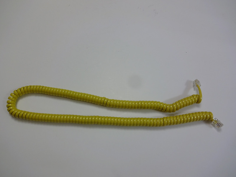 Wall phone coiled handset cord Yellow modular 