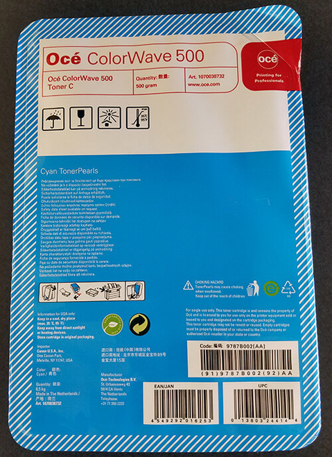 OCE Cyan TonerPearls for ColorWave 500 1 Cartridge per Carton