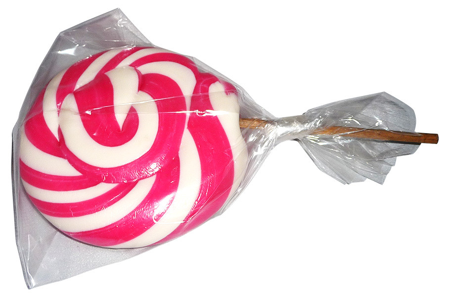 Round Pink and White Lollipop buy at The Professors Online Lolly Shop
