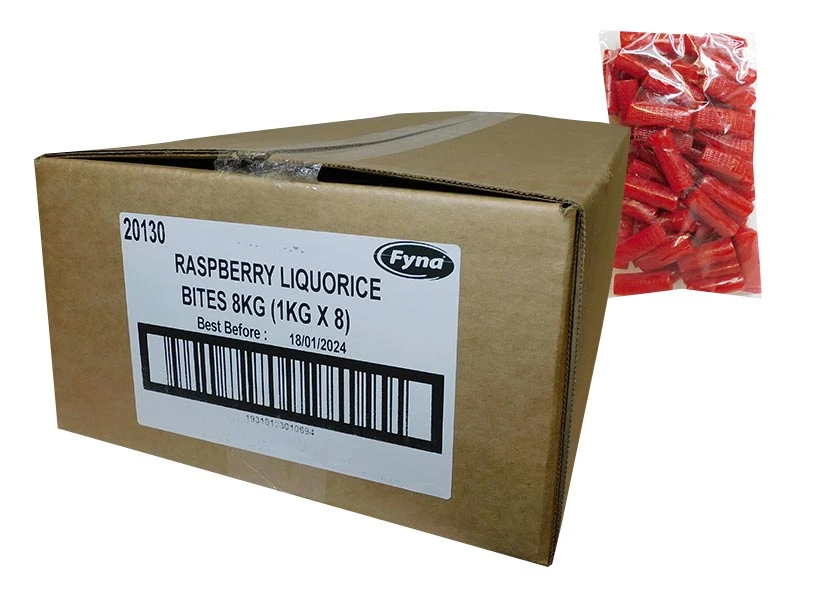 Fyna - Raspberry Liquorice Bites (8kg box | 8 x 1kg bags)