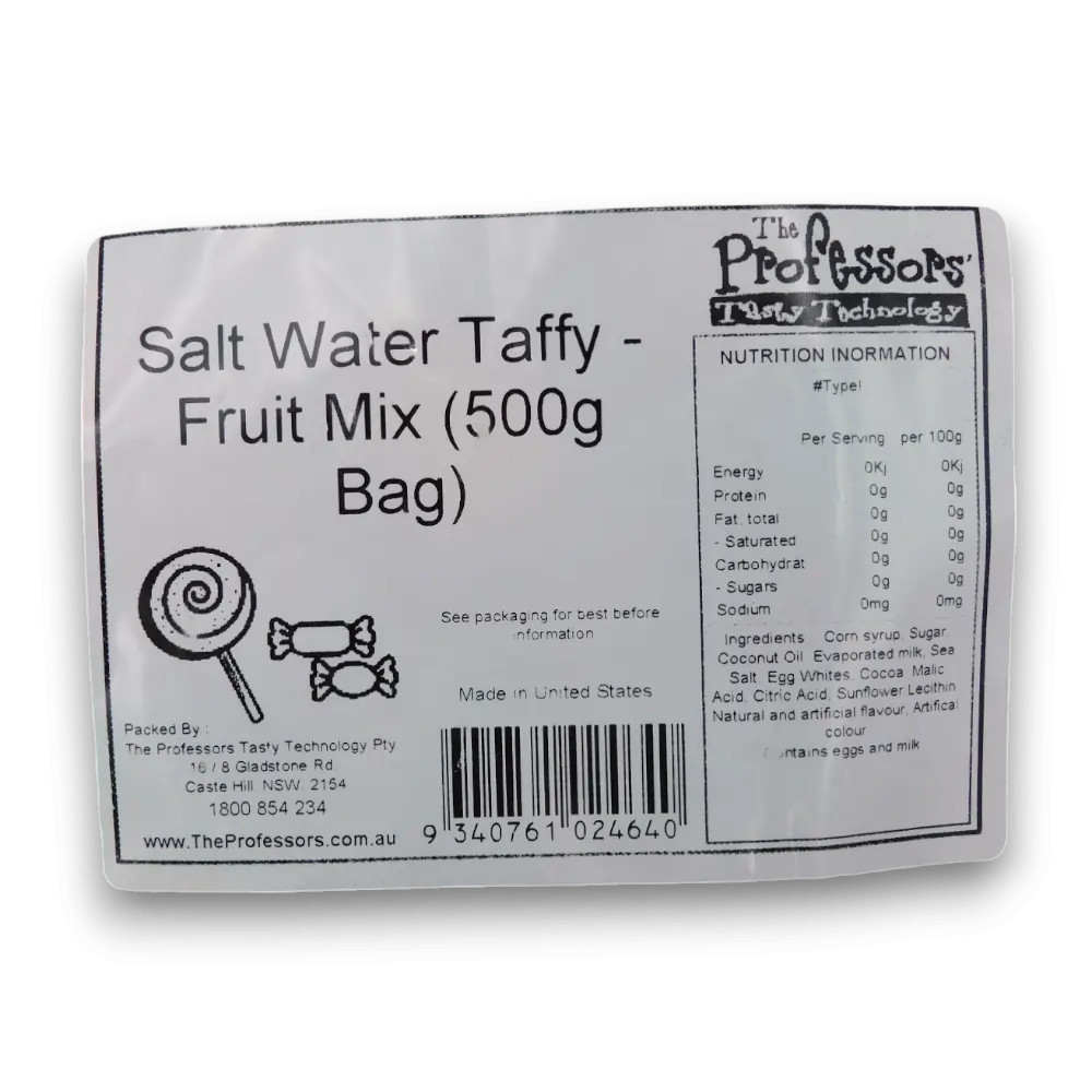 Salt Water Taffy - Fruit Mix (500g Bag) | The Professors