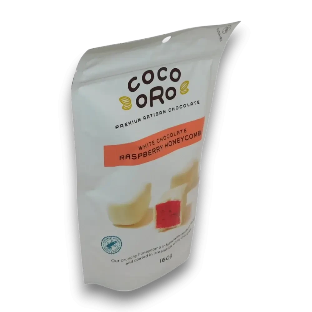 Coco Oro White Chocolate Raspberry Honeycomb 160g