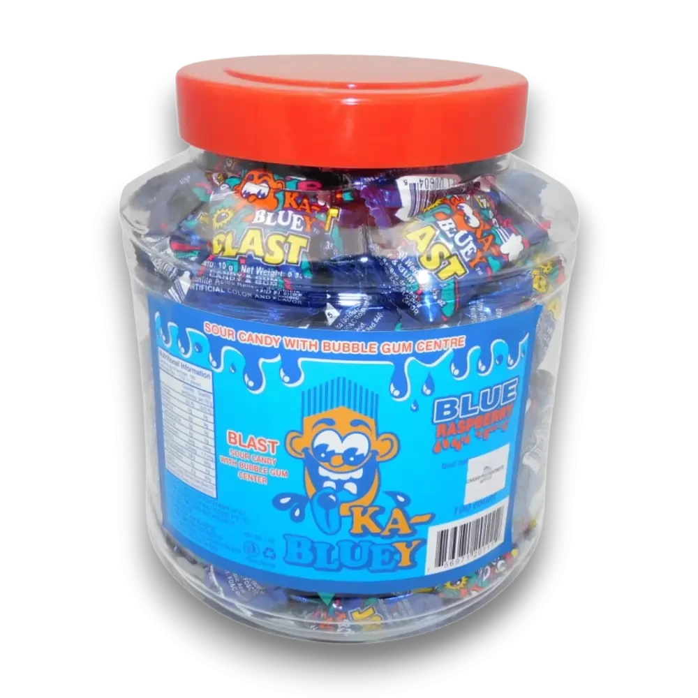 Ka-Bluey Blast Jar – Sour Blue Raspberry Candy (100pc)