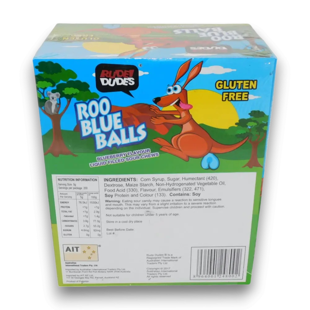 Rude Dudes Roo Blue Balls - Liquid Filled Sour Chews (200pc)