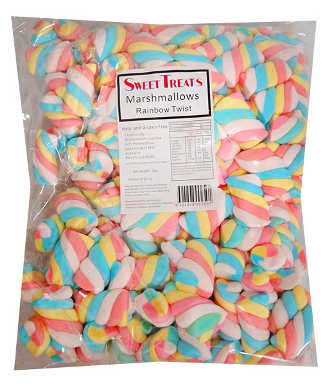 halal sweet short twist marshmallow candy