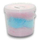 The Fairy Floss King Multicoloured Fairy Floss 300g bucket, featuring fluffy pink and blue fairy floss.