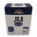 Jila Mini Peppermint Mints display unit 60 x 8g packs front view, boxed mint packs at The Professors Online Lolly Shop.