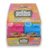 Sour Sneaky Stardust Gum Powder 12-pack display, featuring resealable bottles with assorted flavours. Sour Sneaky Stardust Gum Powder 12-pack display, featuring resealable bottles with assorted flavours.